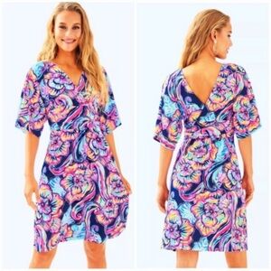 Lilly Pulitzer Multicolor Floral Midi Dress - Blue, Pink, Purple